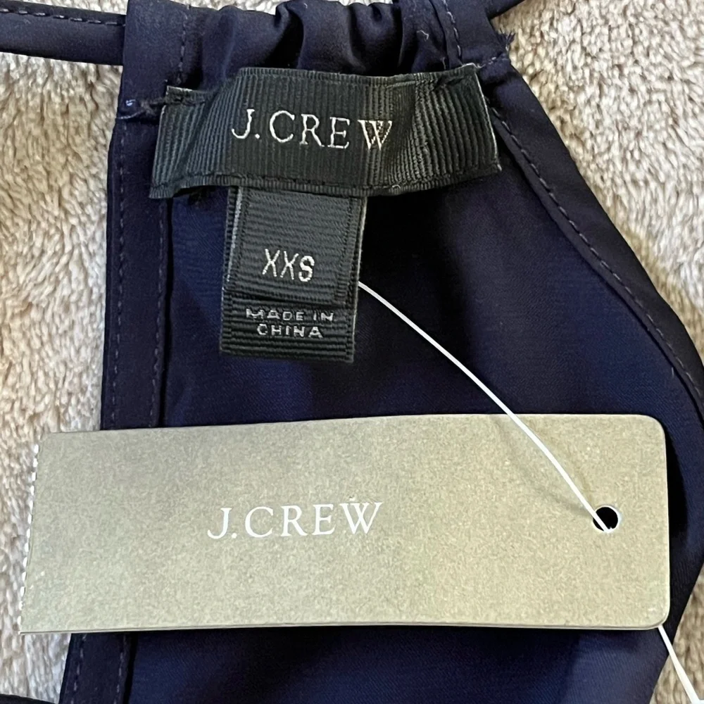 J Crew | Ruffle Hem Sleeveless Maxi Dress Navy Blue Tassels Size XXS